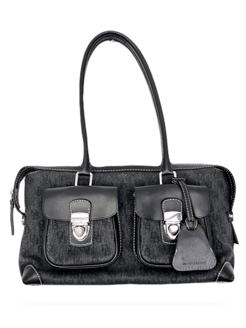 Dooney & Bourke Black Anniversary Double Pocket Signature Satchel Bag